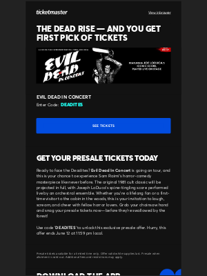 Ticketmaster - Evil Dead in Concert— Exclusive Presale