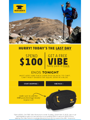 Mountainsmith - LAST DAY for FREE Vibe Pack