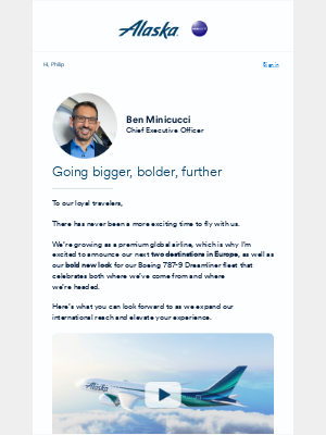 Alaska Airlines - Two new global routes and a bold new global look