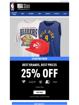 Los Angeles Lakers - Best Brands, Best Prices Sale STARTS NOW: 25% Off!