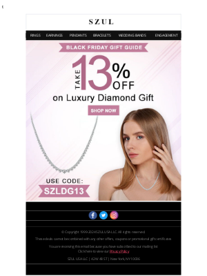 Szul - Limited Time Offer - Take 13% Off on Luxury Diamond Gifts!