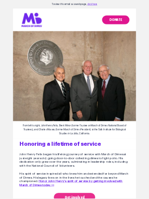 March of Dimes - Honoring a lifetime of service: John Henry Felix [June newsletter]
