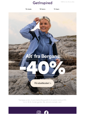 Get Inspired (Norway) - Starter nå: 40% på ALT* fra Bergans 🌱