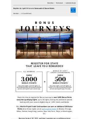Hyatt Hotels - Register to Earn More Rewards with Bonus Journeys