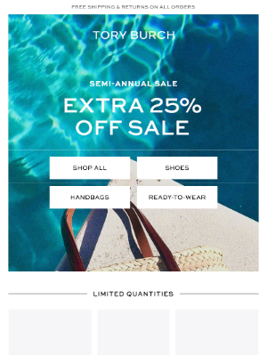 Tory Burch - This weekend: extra 25% off sale