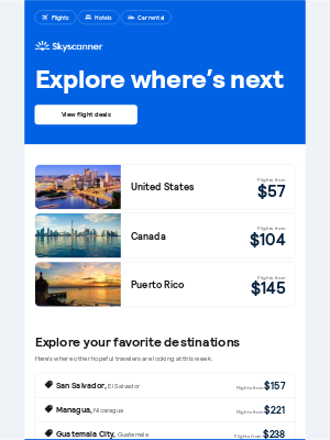 Skyscanner  - Flights from $57