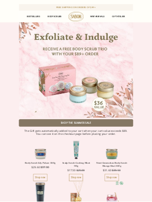 Sabon NYC - FREE Body Scrub Trio on $89+ orders 🎁