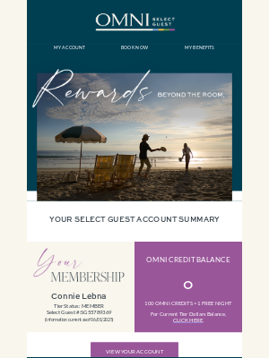 Omni Hotels & Resorts - Connie's Select Guest Account Summary
