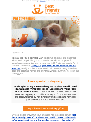 Best Friends Animal Society - 🐶 A special match for Pay It Forward Day! 🐱