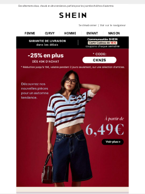 Shein (France) - À partir de 6,49€ et -25% en plus : Découvrez nos nouvelles pièces pour un automne tendance.