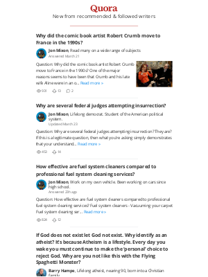 Quora - Updates from Jon Mixon, Barry Hampe, ...