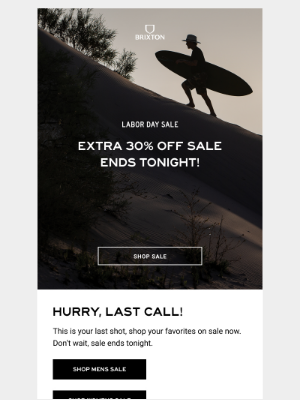Brixton LLC - Last Call! Sale Ends Tonight