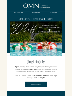 Omni Hotels & Resorts - LAST CALL: 𝗦𝗮𝘃𝗲 𝟯𝟬% on 2+ Nights this Holiday 🎅🏻