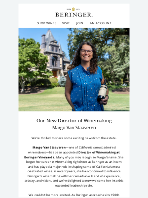 Beringer - Exciting News: A Familiar Face Returns to Lead Winemaking