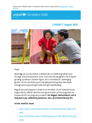 UNICEF (Australia) - Humanitarian workers risking it all, welcoming Ronan & Storm Keating, and more.