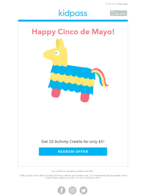Cinco de Mayo email example from Kidpass