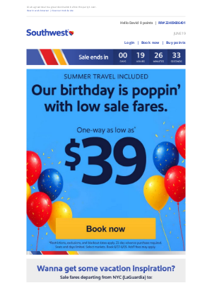 Southwest Airlines - FINAL DAY for our $39 birthday sale-ebration!