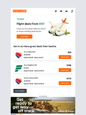 KAYAK - ✈ Today’s deal: flights starting at $94 from SEA to one of these top destinations