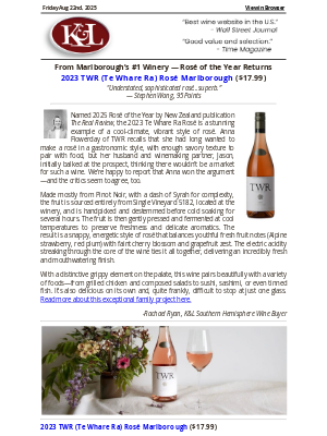K&L Wine Merchants - Rosé of the Year from Marlborough’s #1 Winery — 95 Points, Sub $20 Pricing