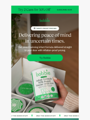 Bobbie - Peace-of-mind formula pricing.