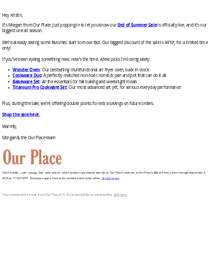 Our Place - Join Us for Our Sale