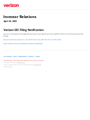 Verizon - VZmail SEC Filing Notification