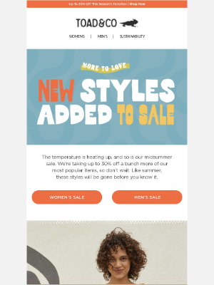Toad&Co - Hot Alert: More Sale Styles Added