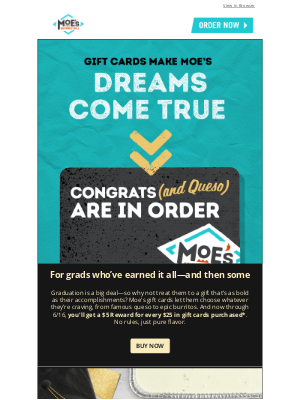 Moe’s Southwest Grill - Celebrate Grads with Moe’s Gift Cards