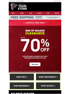 Atlanta Falcons - Up To 70% Off Falcons Gear Starts Now!