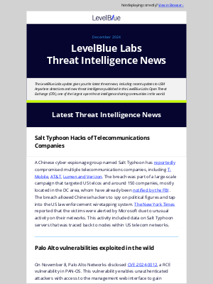 Cyber Security - News from LevelBlue Labs - December 2024