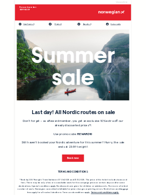 Norwegian Air Shuttle - ⌛ Last day to get your exclusive discount on flights!