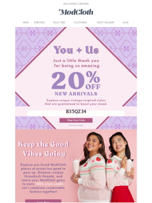 ModCloth - Re: Your 20% Off Code