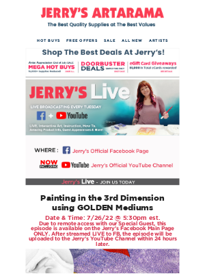 Jerry's Artarama - 🎨Watch Today! Painting in the 3rd Dimension witrh GOLDEN Mediums