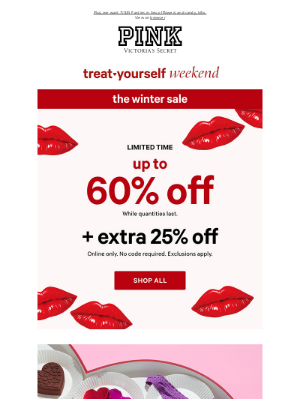 Victoria's Secret - Today's Forecast: ❄️ 60% Off + Extra 25% Off