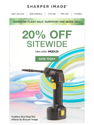 Sharper Image - Surprise Extension: One More Day for 20% Off!