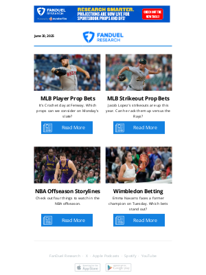 FanDuel - Monday MLB Player Prop Bets