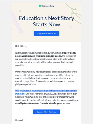 Khan Academy - We need you to write a new chapter in learning