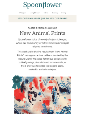 Spoonflower - New Animal Prints design challenge winners!