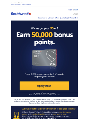 Southwest Airlines - Earn 50,000 bonus points. The beach is calling.