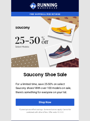 Running Warehouse - 25-50% Off Saucony Men's Shoes! Shop their Best Sale of the Year