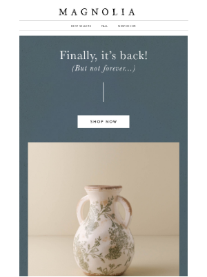 magnolia - Good news! This favorite is back