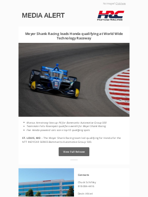 Honda - Meyer Shank Racing leads Honda qualifying at World Wide Technology Raceway