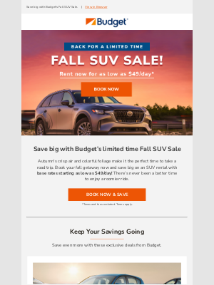 Budget - LIMITED TIME: SUVs as low as $49/day