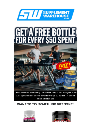 http:||supplementwarehouse.com - Final Day to Get Your Free Lipodrene & Stimerex Bottles!