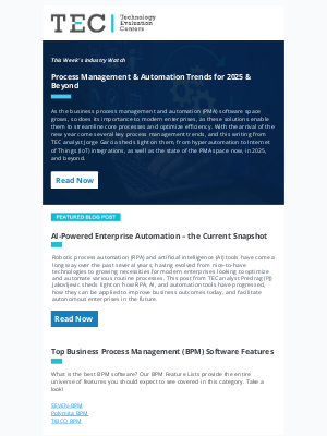 Technology Evaluation Centers - Process Management & Automation Trends 2025