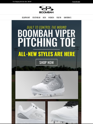 Boombah, Inc. - Step Up Your Game - New Pitching Toe Styles Are Here!