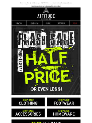 Attitude Clothing (United Kingdom) - FLASH SALE ⚡ At least 50% OFF everything!