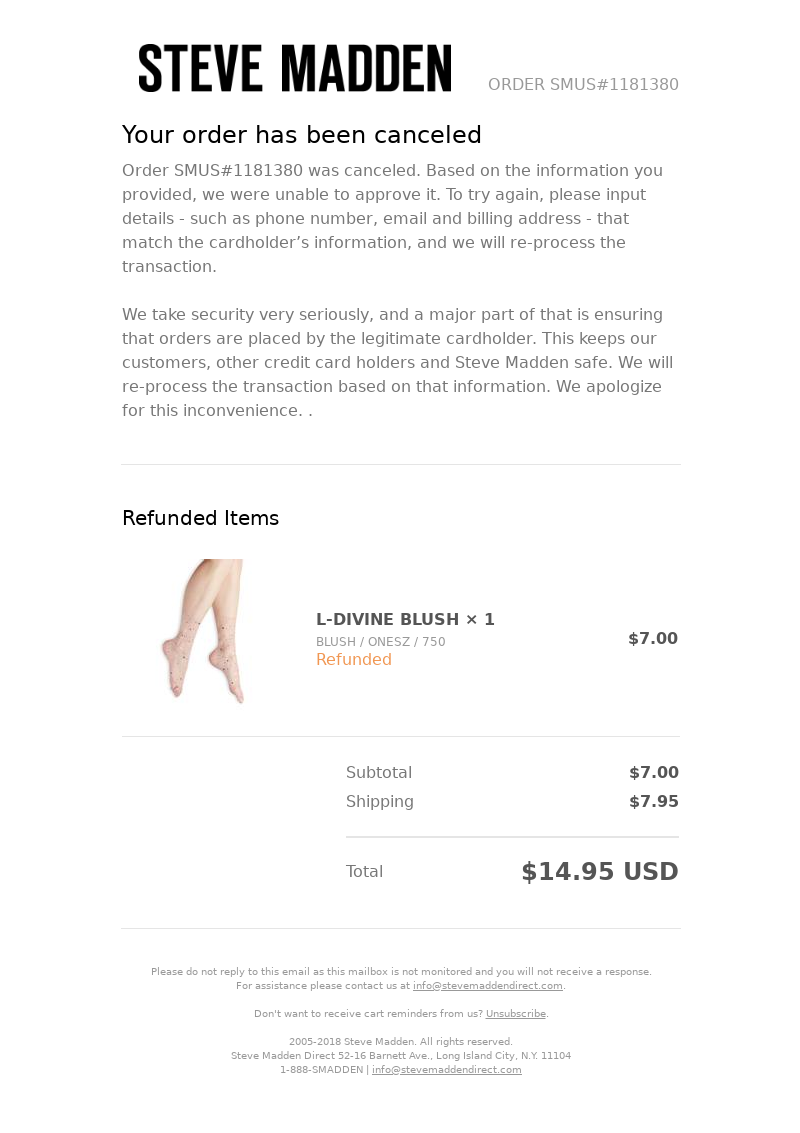 steve madden online order