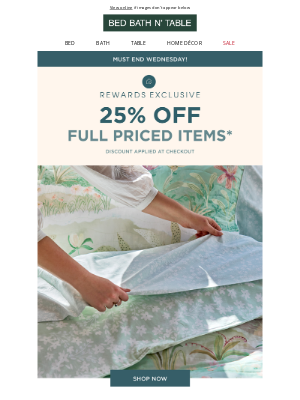 Bed Bath ’n’ Table (Australia) - FINAL WEEKEND | 25% Off Ends Wednesday!