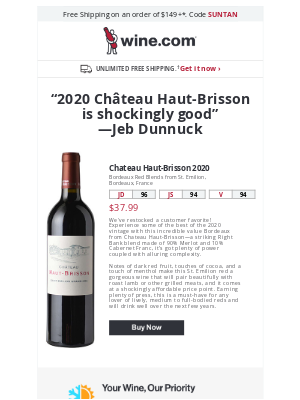 Wine - It’s back! 96pt Chateau Haut-Brisson $35
